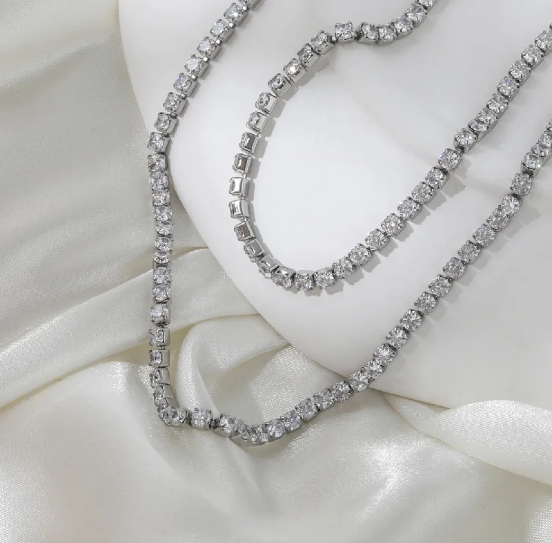 Jewelry Deals That Outshine The Rest TENNIS SILVER - Silver Plated Zircon Necklace or Bracelet