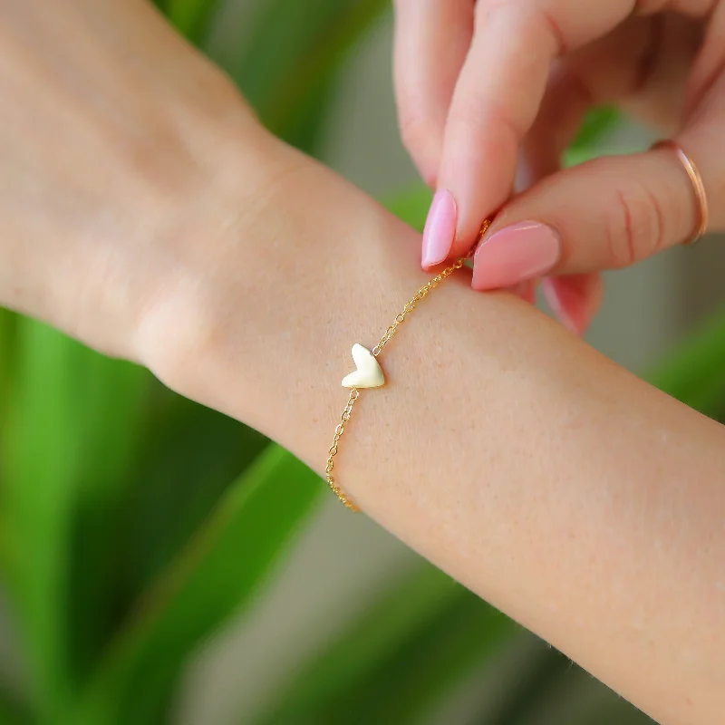 Luxury Jewelry At Unbeatable Discounts TICKER - 14k Gold Plated Heart Accent Bracelet