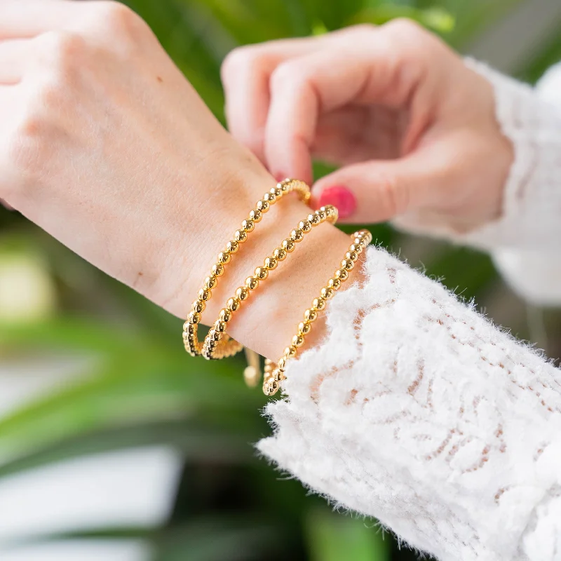 Don't Miss Our Biggest Jewelry Sale Of The Season TRIPLE CROWN - 18K Plated Beads on Adjustable Accent Bracelet