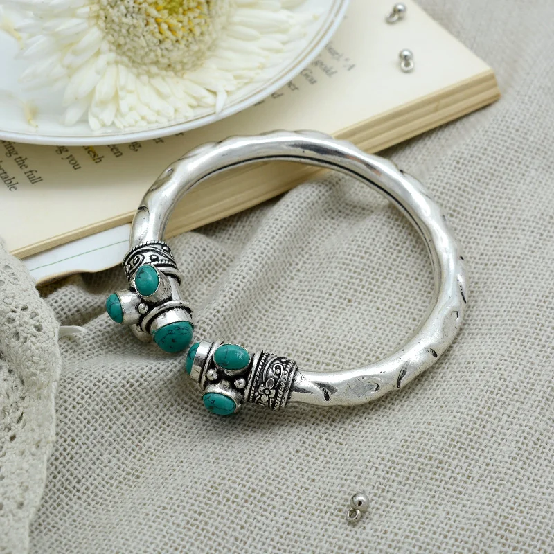 Fashion-Forward Jewelry At Exclusive Discounts Trisha Turquoise Stone Bracelet Cuff