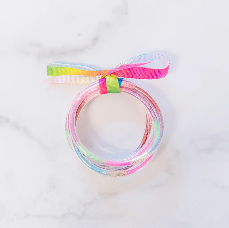 Classic And Modern Jewelry Styles On Sale Youth Sized Multi-Colored Rainbow Party Bangles
