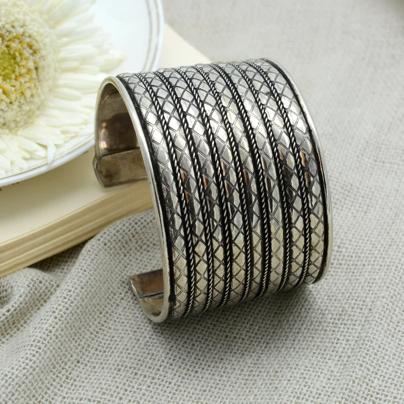 Timeless Jewelry Styles At Wallet-Friendly Prices Zia Embossed Silver Oxidized Bracelet Cuff
