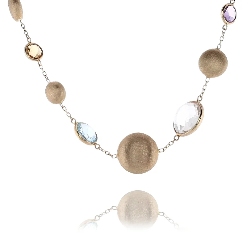 Shine In Style – Shop Jewelry Discounts Today 14 Karat Yellow Gold  Alternating Multi Color Stones and Gold Bead Station Necklace