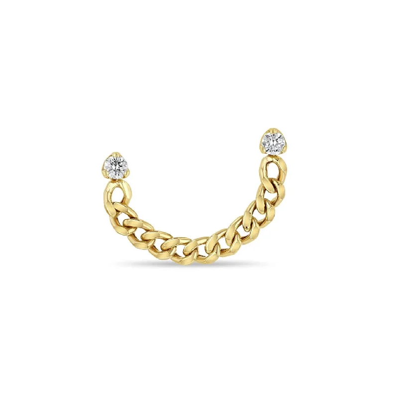 Huge Savings On Timeless Jewelry Collections 14K Gold Prong Set Diamond Studs with Connecting Curb Chain