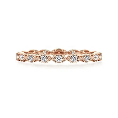 Don't Miss Out – Shop Elegant Jewelry For Less 14K Rose Gold Marquise Station Diamond Stackable Ring