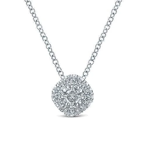 Handcrafted Beauty At Affordable Prices 14K White Gold Diamond Pave Cushion Pendant Necklace