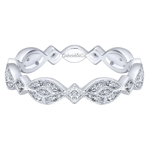 Seasonal Jewelry Sale – Upgrade Your Collection 14K White Gold Marquise Station Cluster Diamond Stackable Ring