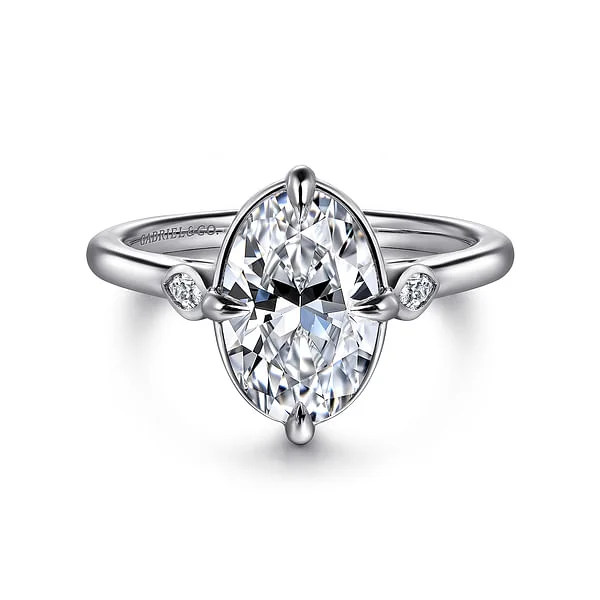 Trendy And Classic Jewelry Now At Reduced Prices 14K White Gold Oval Three Stone Diamond Engagement Ring