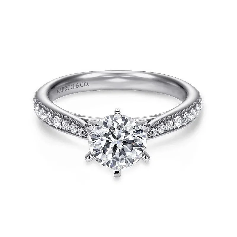 Elevate Your Outfit With Discounted Statement Jewelry 14K White Gold Round Diamond Engagement Ring