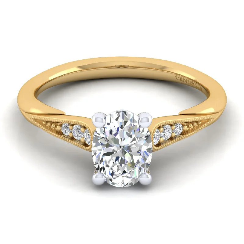 Must-Have Jewelry At Unbelievable Discounts 14K White-Yellow Gold Oval Diamond Engagement Ring (Setting Only)