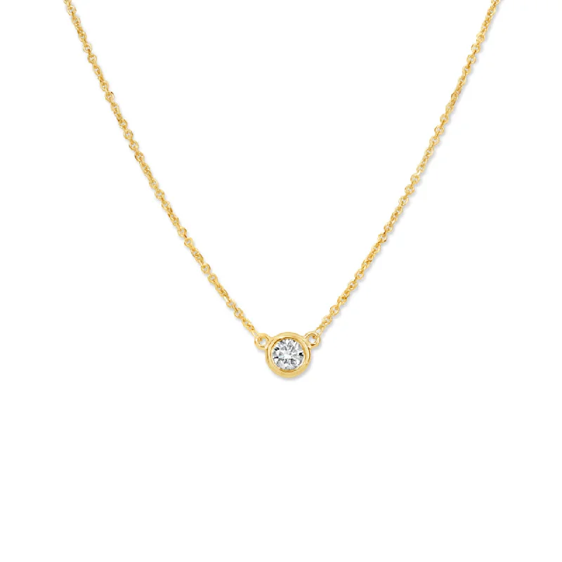 Shop Signature Jewelry Styles At Exclusive Prices 14k Yellow Gold Diamond Bezel Pendant D.25tw HSI 18"