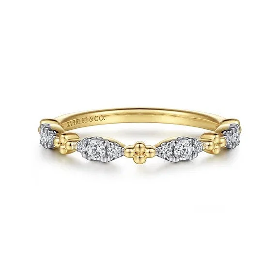 Waterproof Stainless Steel Jewelry For Lasting Beauty 14K Yellow Gold Diamond Marquise Shape Bujukan Stackable Ring