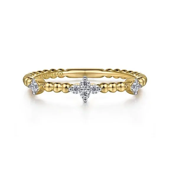 Your Perfect Accessory At The Perfect Price 14K Yellow Gold Diamond Station Bujukan Stackable Ring