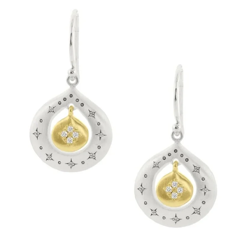 Fashion-Forward Geometric Jewelry For Contemporary Style Mixed Silver & Gold "Shooting Star" Diamond Earrings