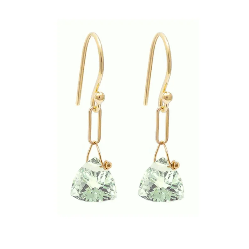 Jewelry Deals That Outshine The Rest 18K Yellow Gold Green Amethyst Paperclip Drop Earrings