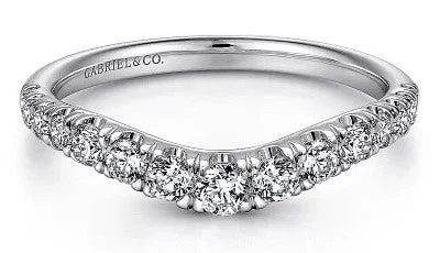 Premium Jewelry, Premium Discounts – Act Fast Annecy - Curved 14K White Gold French Pave Set Diamond Wedding Band - 0.5 ct