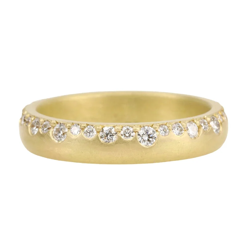 Shop Jewelry That Shines Without The High Price 18K Gold Half Rounded Band with Brilliant Diamonds