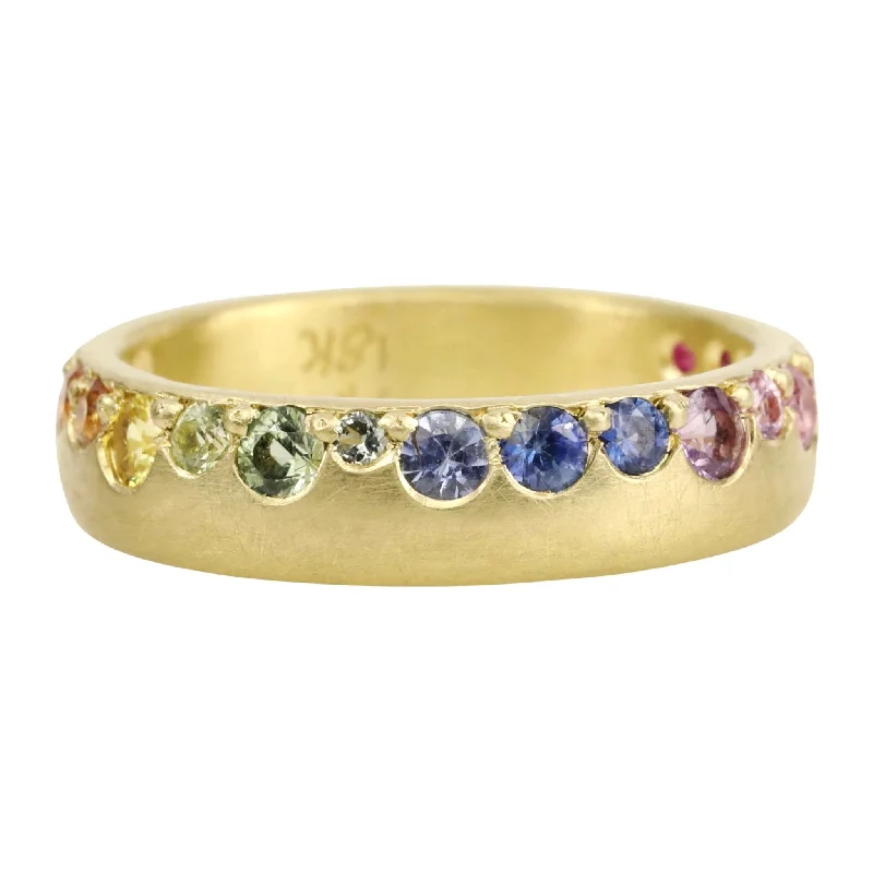 The Perfect Accessory For Less – Jewelry Sale Live 18K Gold Rounded Band with Multi-Colored Sapphires