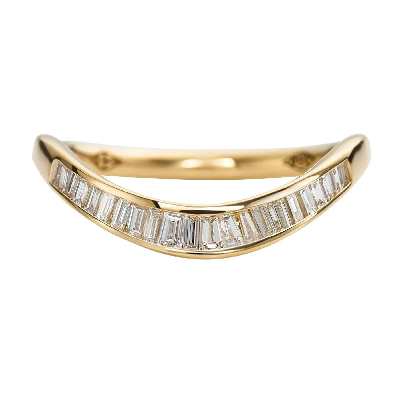 Beautiful Jewelry, Breathtaking Discounts – Hurry In ORDER ONLY: 18K Gold Channel-Set Tapered Baguette Diamond Curved Band