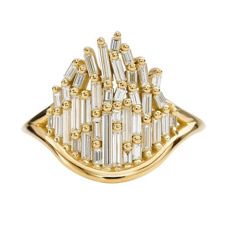 Jewelry Flash Sale – Stylish Designs At Unbeatable Rates ORDER ONLY: 18K Gold "Gentle Wave" Baguette Diamond Cluster Ring