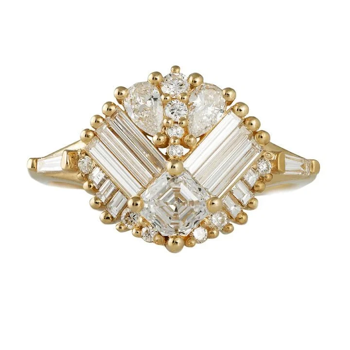 Discover Unique Jewelry With Special Limited-Time Offers ORDER ONLY: 18K Gold "Mirrored Cluster" Ring with Multi-Shaped Diamonds