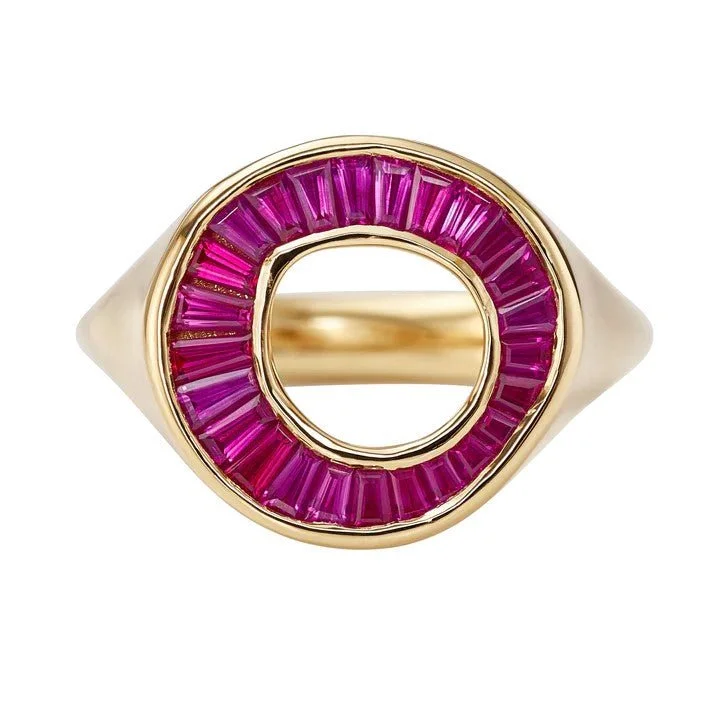 Exclusive Jewelry Discounts – Shop Now For Savings ORDER ONLY: 18K Gold Ruby Baguette Open Organic Circle Ring