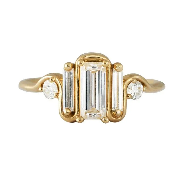 Jewelry Clearance Event – Stock Up Before It's Over ORDER ONLY: 18K Gold Triple Baguette Diamond "Wave" Ring