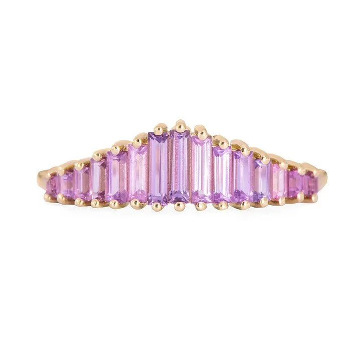 Grab Your Dream Jewelry At The Lowest Prices ORDER ONLY: Graduated Baguette Lilac Sapphire "Tiara" Ring