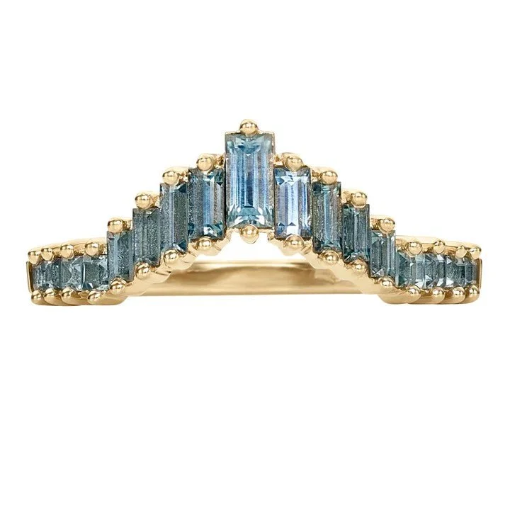 Luxury Jewelry Sale – Sparkle For Less ORDER ONLY: Graduated Curved Teal Sapphire "Tiara" Ring