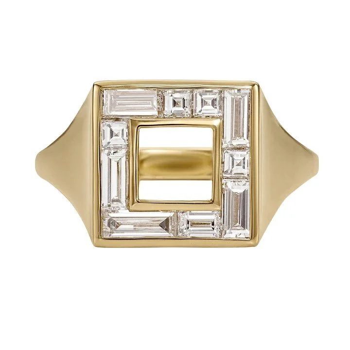 Luxury Jewelry Sale – Elegant Styles At Unbeatable Prices ORDER ONLY: Open Square Baguette & Carre-Cut Diamond Signet Ring