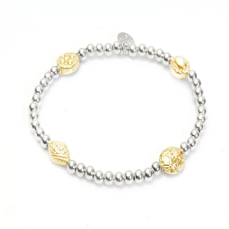 Classic And Modern Jewelry Styles On Sale Balance Ball Bracelet in Sterling Silver with Gold Vermeil