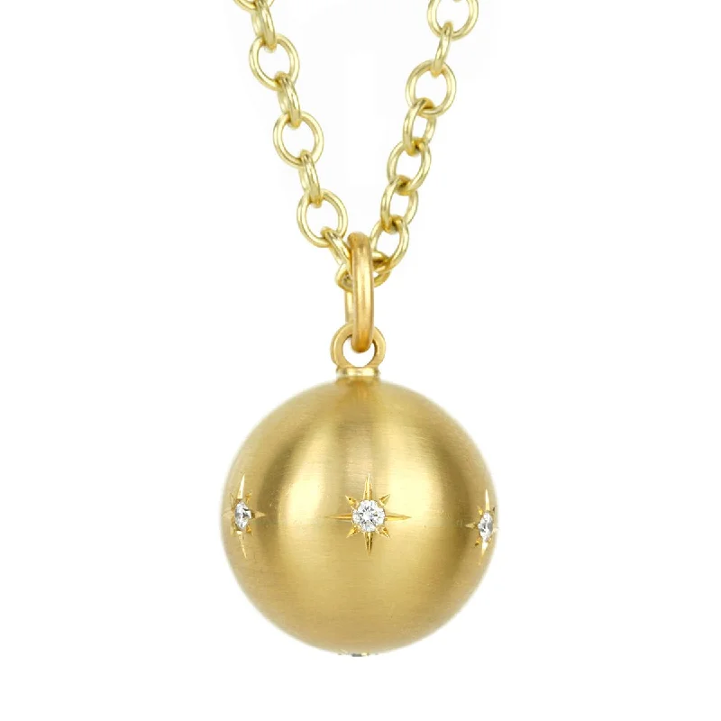 Jewelry Sale Bonanza – Grab Your Sparkle Now 20K Gold 16mm Ball Pendant with Star-Set Diamonds