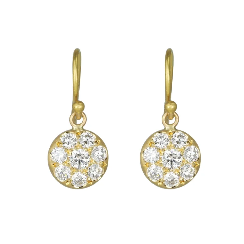 Last Chance To Shop High-End Jewelry At Markdown Prices 20K Gold and Pave Diamond Small "Lentil" Earrings