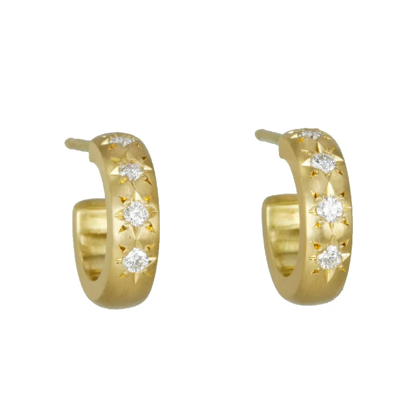 Premium Jewelry, Premium Discounts – Act Fast 20K Gold Hoops with Four Star-Set Diamonds