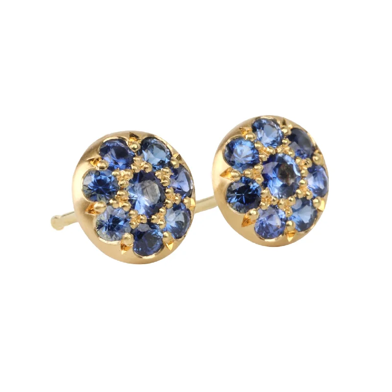 Sparkle For Less – Shop Our Limited-Time Jewelry Deals 20K Gold Pave Blue Sapphire Disc Studs