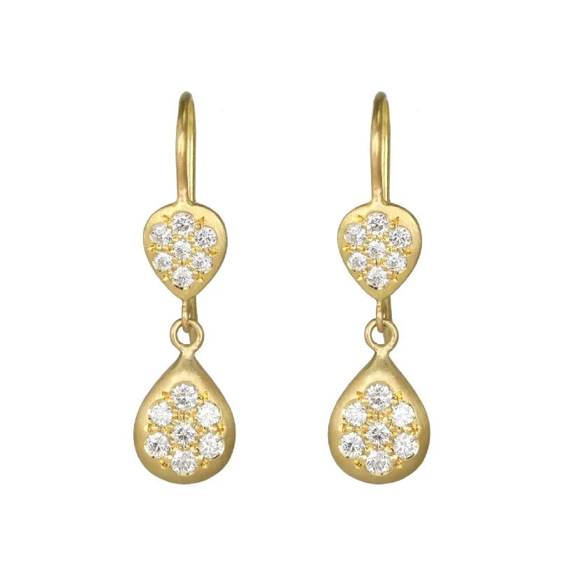 Everyday Jewelry Essentials Now On Sale 20K Gold Double Pear Shape Pave Diamond Up / Down Earrings