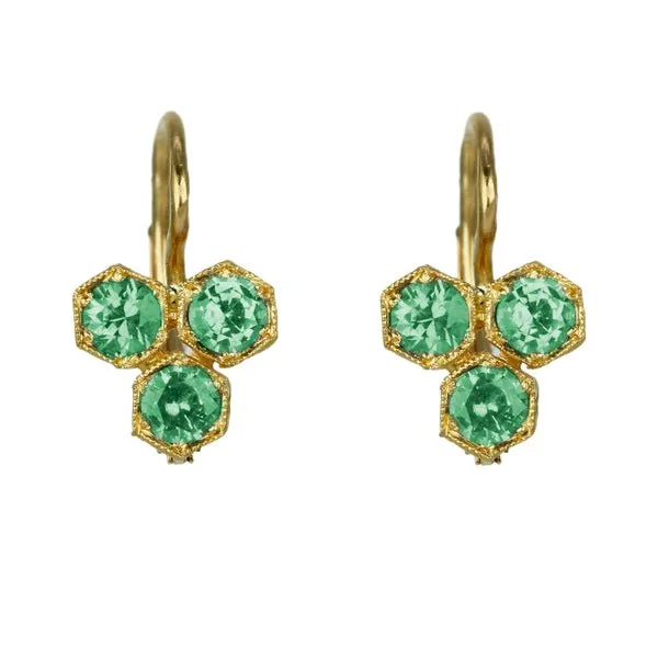 Exclusive Jewelry Bundles At Discounted Rates 22K Gold Triple Hexagonal Emerald Earrings