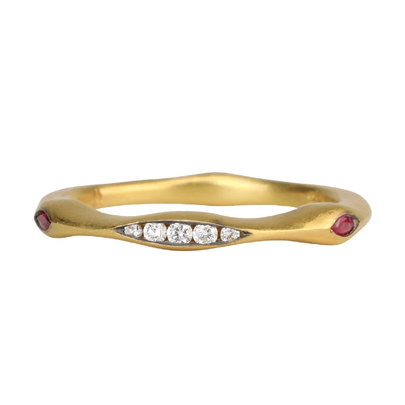 Jewelry Clearance Sale – Final Reductions 22K Gold Pave Diamond & Ruby "Eye of Horus" Ring