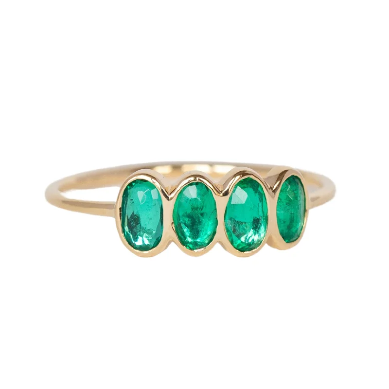 Trending Jewelry Styles Now At Limited-Time Discounts 14K Gold Ring with Four Oval Emeralds