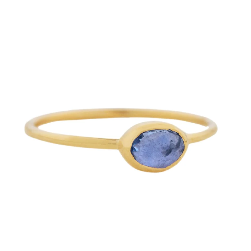 Timeless Beauty, Unbeatable Deals – Jewelry Sale On Asymmetrical Blue Sapphire "Faye" Ring