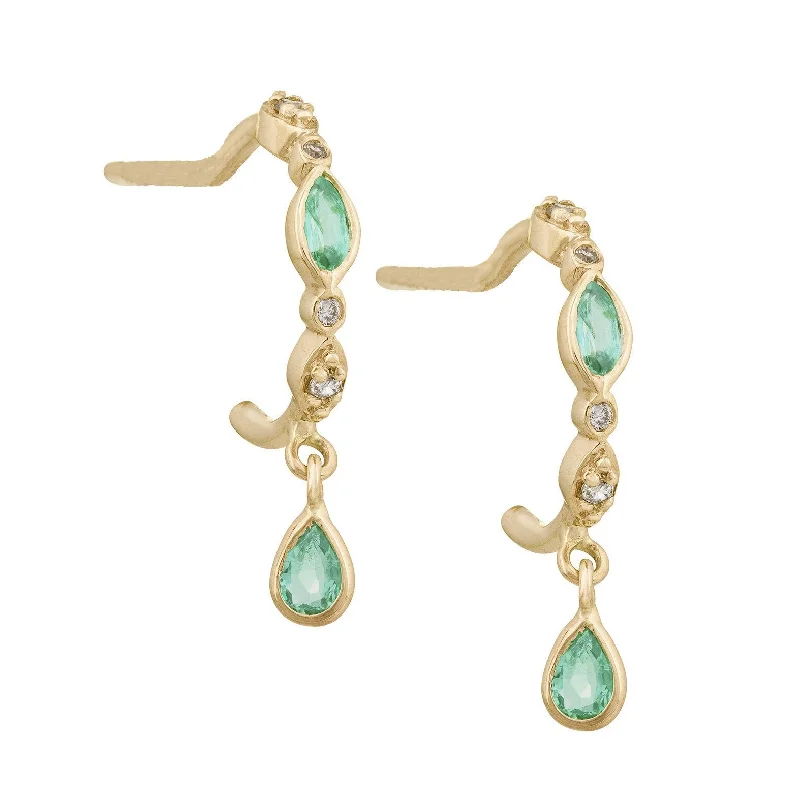 Shop Fine Jewelry With Exclusive Savings Gold Emerald and Diamond "Eye" Hoops