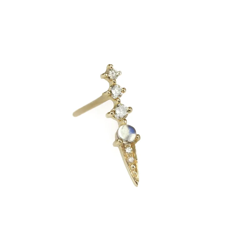 Unmissable Jewelry Sale – Shop Before It's Too Late Gold Moonstone and Diamond "Spike" Earring