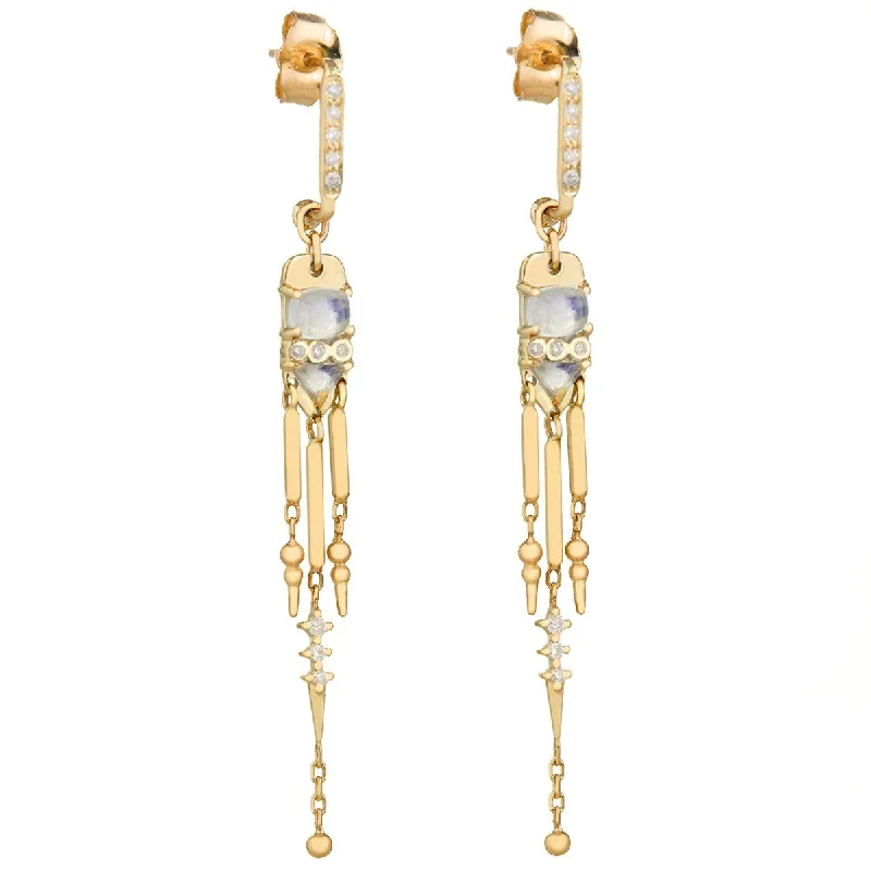 Unique Jewelry For Less – Shop The Sale Now Moonstone and Diamond "Fringe" Earrings