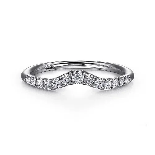 Luxury Jewelry Now At Special Promotional Rates Chambery - Curved 14K White Gold French Pave Diamond Wedding Band - 0.25 ct