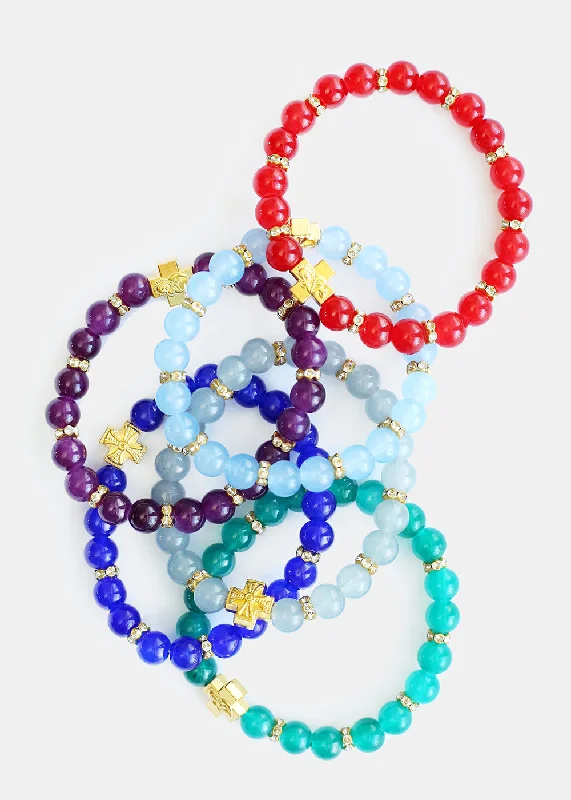 Get The Sparkle You Love At Prices You Adore Cross & Rhinestone Bead Bracelet