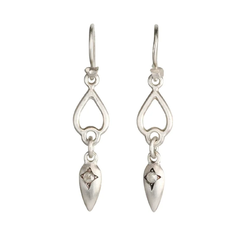 Must-Have Jewelry Pieces At Reduced Prices Sterling Silver "Aida" Double Open/Close Teardrop Earrings With Grey Diamonds