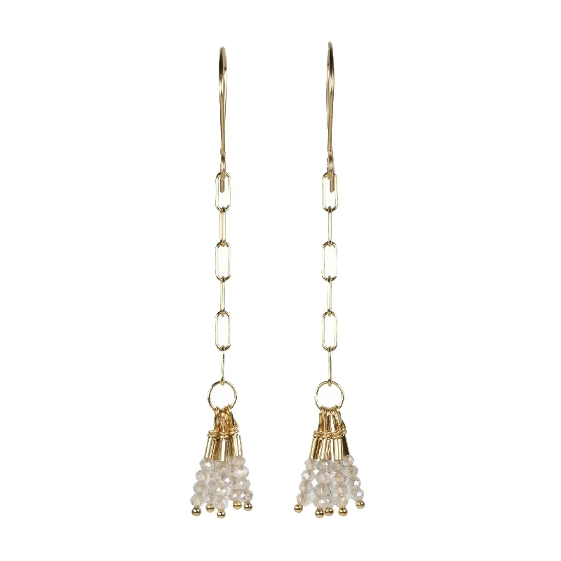 Elegant Jewelry Styles At Budget-Friendly Prices Gold Vermeil Paperclip Chain Earrings with Labradorite Fringe