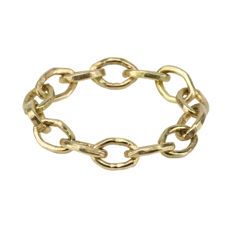 Exclusive Savings On Timeless Jewelry Pieces "Diana" 14 Karat Yellow Gold Handmade Flexible 18 Gauge Link Chain Ring