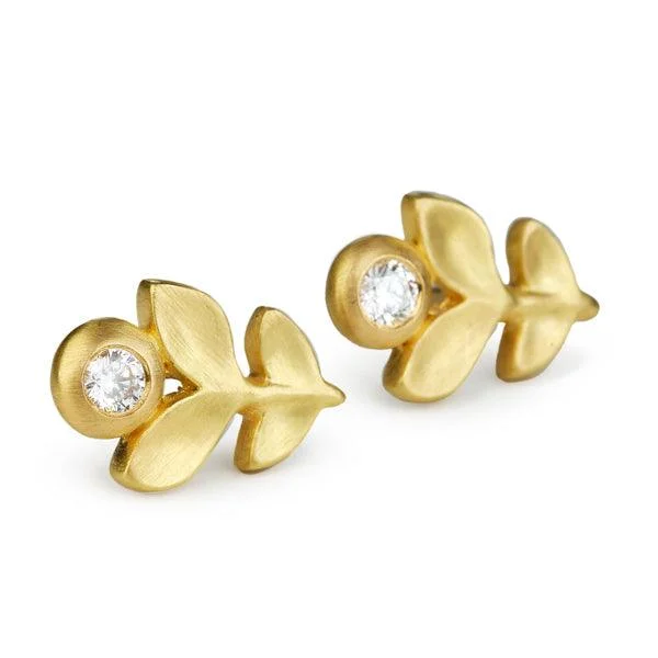 Sparkle For Less – Shop Our Limited-Time Jewelry Deals 20K Gold and Diamond "Double Laurel" Post Earrings