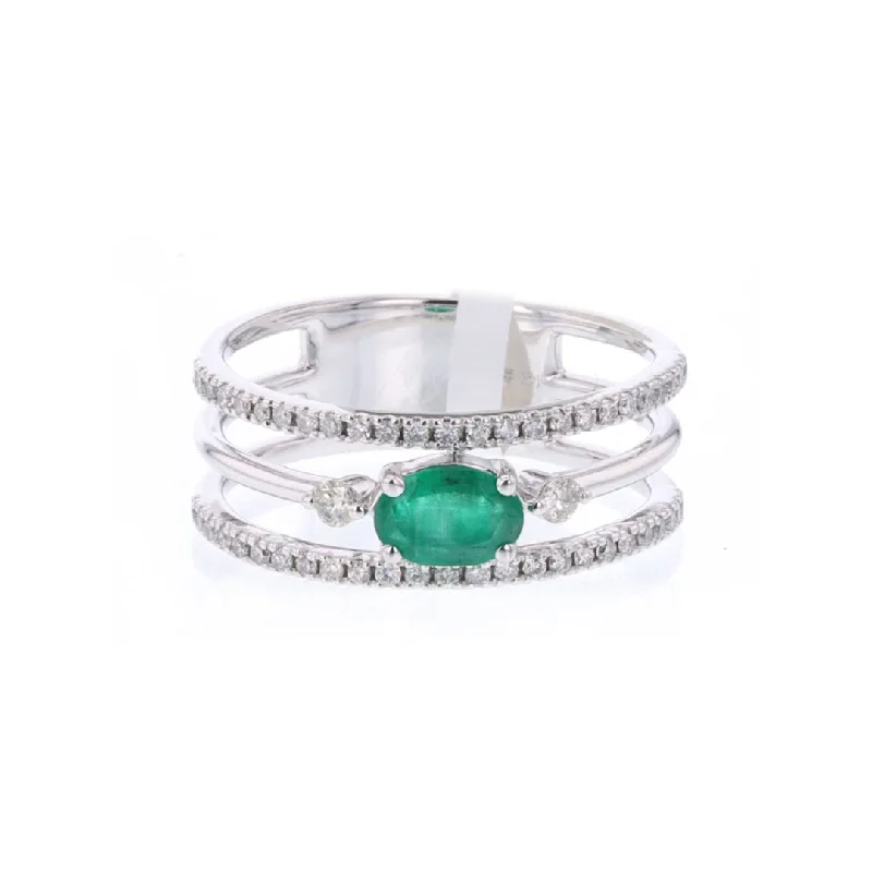 Shop Fine Jewelry With Exclusive Savings Emerald & Diamond 3-Row Band